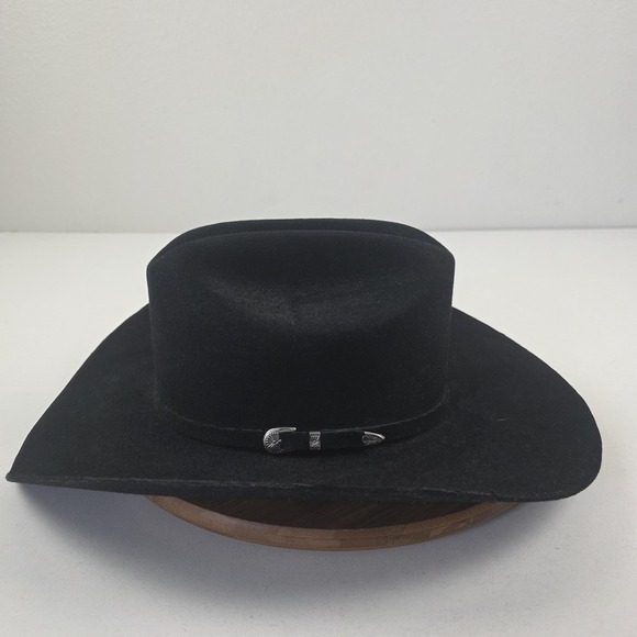 VTG Chris Eddy Bros Hat Cowboy Mens 7 1/4 Black Wool 4X Felt Wide Brim Western